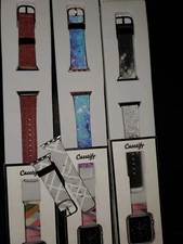 Lot of 4 Casetify Apple Watch bands 38-42 mm matte black buckle adapter colour