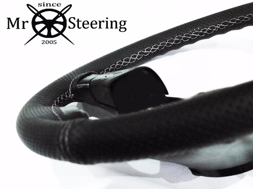FITS ERF EC TRUCK PERFORATED LEATHER STEERING WHEEL COVER WHITE DOUBLE STITCHING - Picture 2 of 4