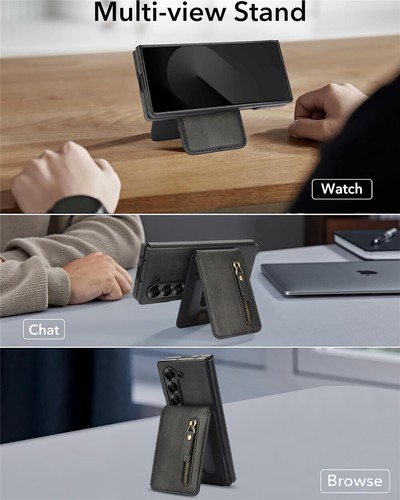 For Samsung Galaxy Z Fold 7 6 5 4 3 Magnetic Magsafe Case 2in1 Wallet Card Cover - Picture 3 of 57