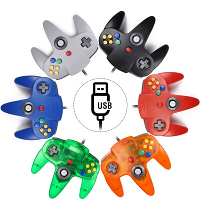 for Windows PC MAC Linux Pi Wired Retro 64 N64 USB Controller Joystick Gamepad