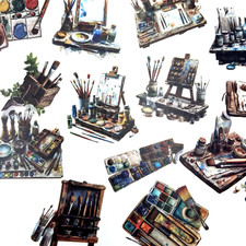 Art Painting Studio Easel Stickers Scrapbook Collage Junk Journals
