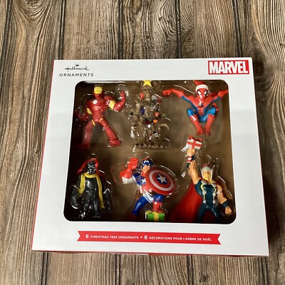 NEW Hallmark Marvel Set 6 Ornaments in Box Captain America Ironman Spiderman