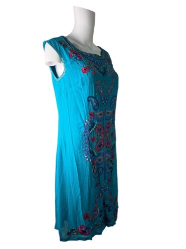 Abito MONSOON ricamato taglia media 12 tunica turchese donna NUOVO EU40 PREZZO AL PUBBLICO £89 - Foto 12 di 17