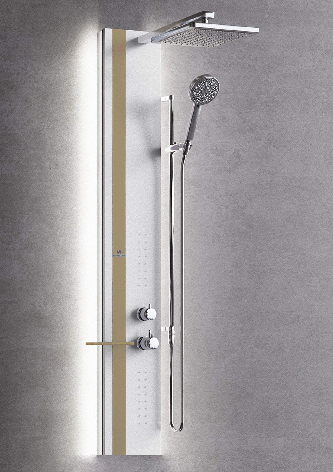 Colonna Doccia Novellini Line 2 Idro Light LED Termostatico Bianco Opaco Tortora