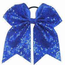 6.5 Inches Sequins Hair Bows Large Cheer Bow Ponytail Holder Elastic Tie