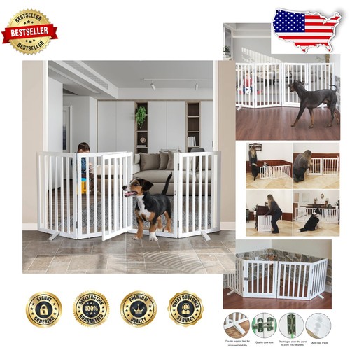 Versatile Indoor Dog Fence - Freestanding, Foldable, No Assembly, 32" tall - 第 1/8 張圖片