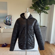 Stutterheim Raincoat Jacket Black Small Quilted Hooded Puffer Coat