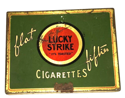 Vintage Old Gold Treasure All Lucky Strike Flat 50 Cigarettes Tins 5.75