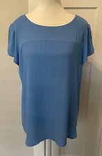 LOFT Womens TOP Short Tulip Sleeve BLUE Size M