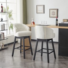 360-degree Swivel Bar Stool Counter Stool with Ergonomic Backrest, Button Tufted
