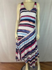 Splendid Dress S Long Rayon Cotton Contrast Tie Dye Stripe Racerback Boho