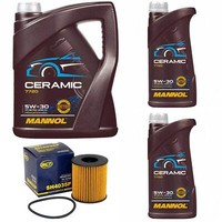 MotoröL Set Mannol 5W-30 Ceramic API SN Plus 7 Liter + ÖLfilter FüR Fiat Ducato