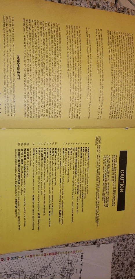 Manual de mantenimiento del operador del propietario de la motoniveladora Galion T500c No. 3810 Ser. 07995 Foto 4 de 4