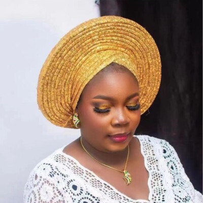 African Women Nigerian Hijab Caps Aso Oke Auto Gele Hats  display picture 1