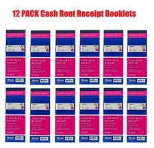 12 Cash Rent Receipt Carbonless 50 Sets Record Money Book 2 Part Duplicate Copy