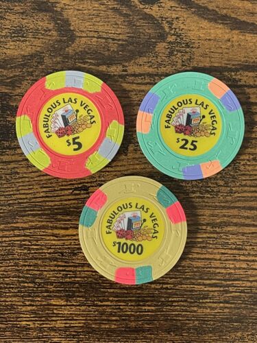 Paulson Fabulous Las Vegas Casino Chips $5 $25 & $1000…. $1000 Is Mis-pressed - Picture 1 of 11