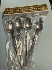 Royalton Japan Textured Lines Glossy Grapefruit Spoon Discontinued Set of 4 NWB