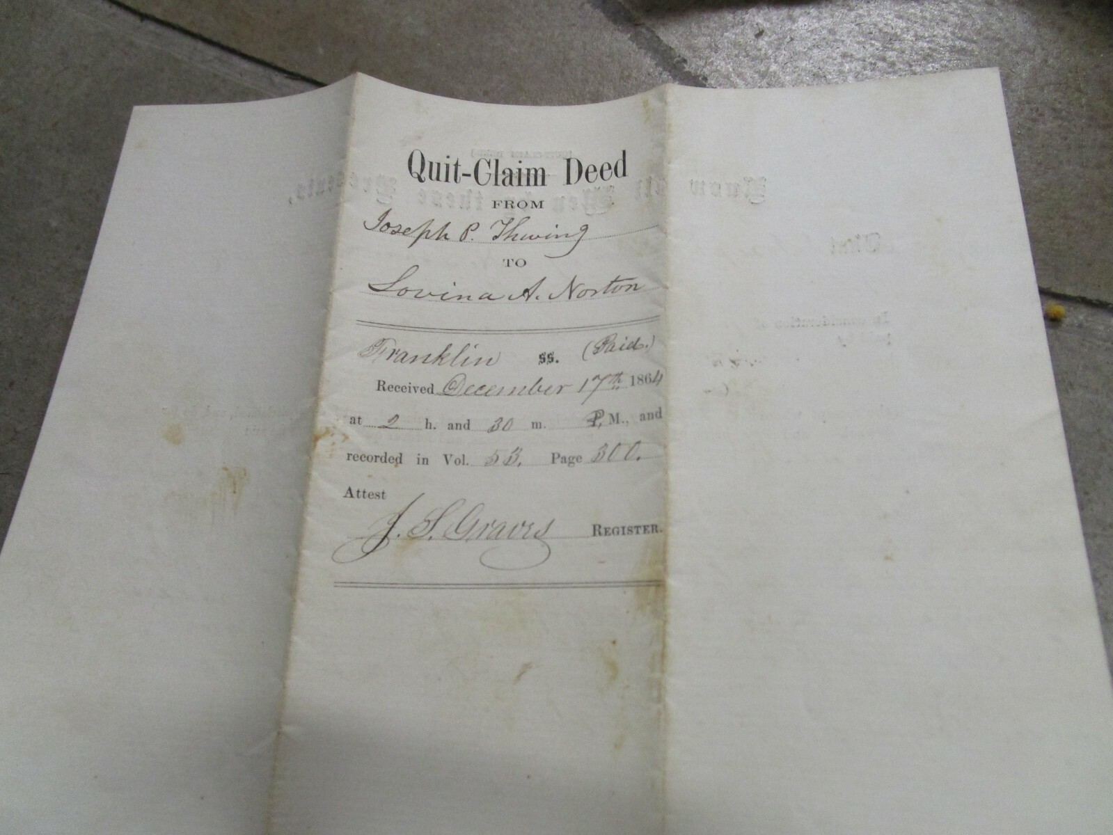 1 Old Deed Civil War 1864 FRANKLIN COUNTY MAIN Land Deed Paper eBay
