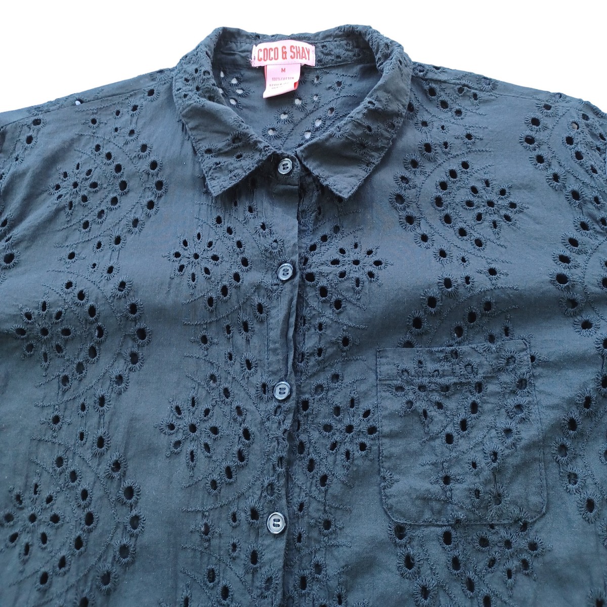 ぶるぅ♪ 6/7 Coco & Shay blouse Women's Medium unlined button up black