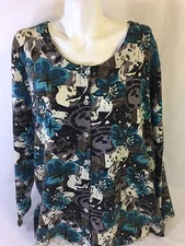 Unbranded Woman's Floral Multiple Color Button Up Longsleeve Size Large Bin35#19