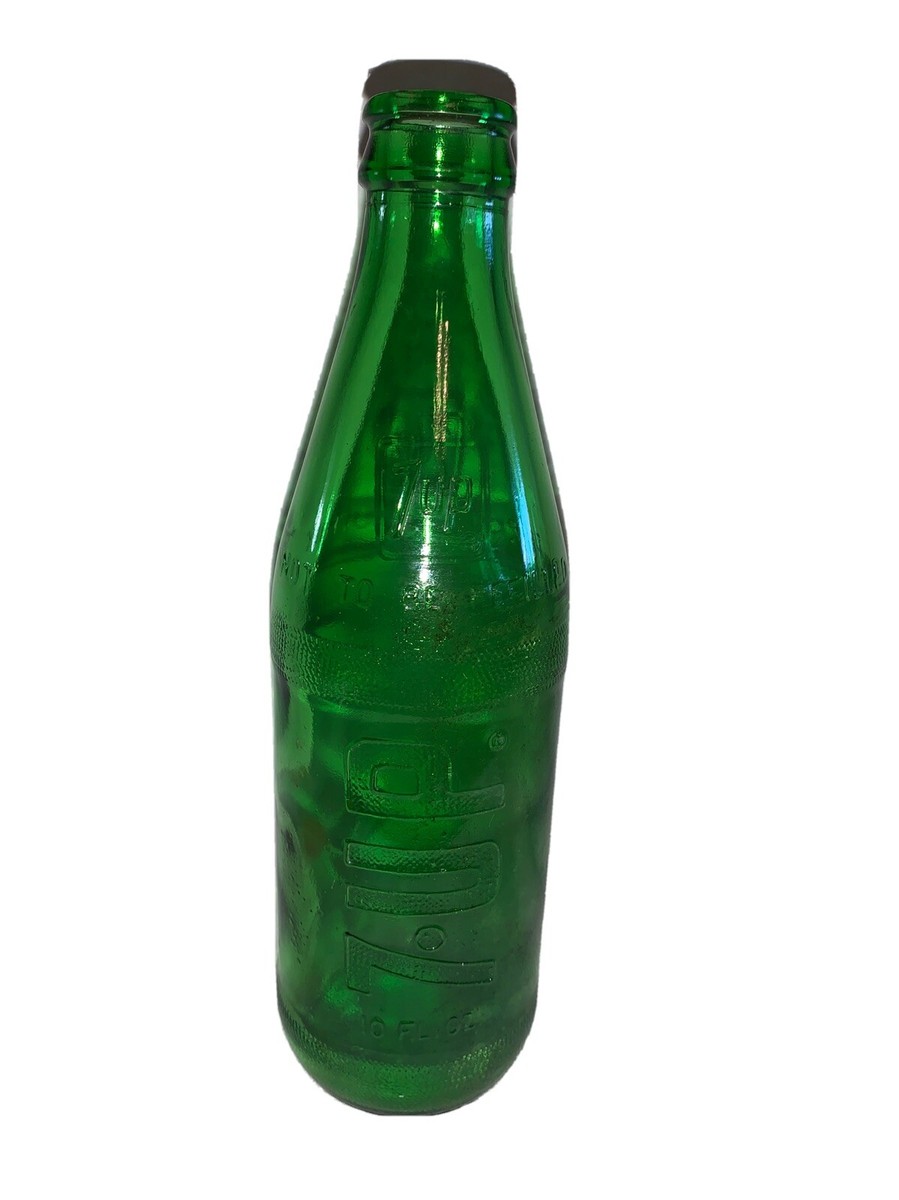 Vintage 7-UP Green Glass 10 oz. Bottle- Rare Embossed-1977. Not to