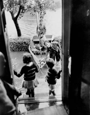 Campbell family trapped by flood waters due to the Great New Engla .. Old Photo