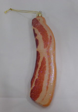 Thick Slice of Bacon Glitter Glass Christmas Tree Ornament