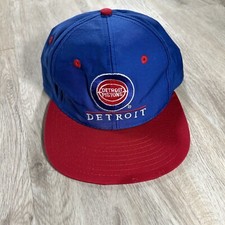 Vintage Detroit Pistons Snapback Hat NBA Basketball Twins Blue Red Cap