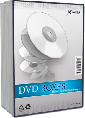 10 Xlayer DVD Slim line Single 7 mm für 2 Disk black schwarz Leer Hülle case
