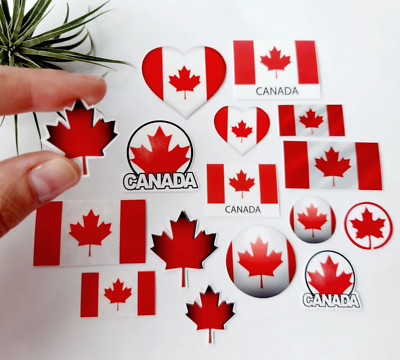16Pcs ASSORTED Canada Maple Leaf Flag Vinyl Stickers, Hand Cut Envelope Seals