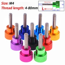 M4 Knurled Thumb Screws High Head Aluminum Knobs Grip+Stainless Steel Thread Rod