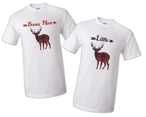 Buffalo Plaid Deer Rustic Christmas Birthday Matching T-shirts Party Family - Picture 9 of 12