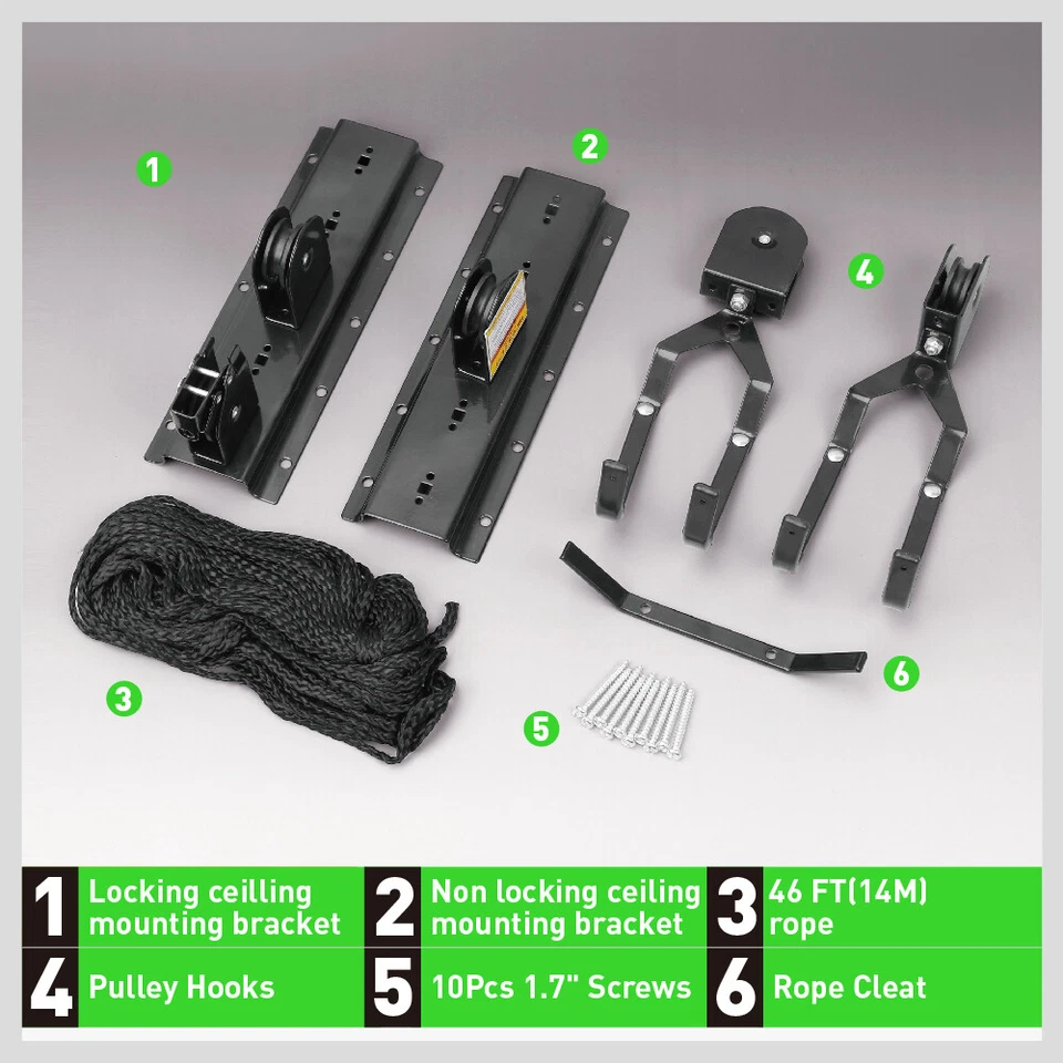 2-Pack Bike Lift Hoist Bicycle Lift Ceiling Mounted Garage Hanger Pulley Rack - Image 2 of 4