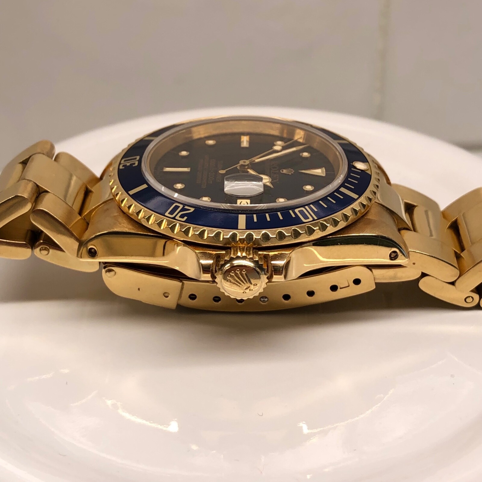 1984 Rolex Submariner 16808 Blue Nipple Dial 18K Yellow Gold