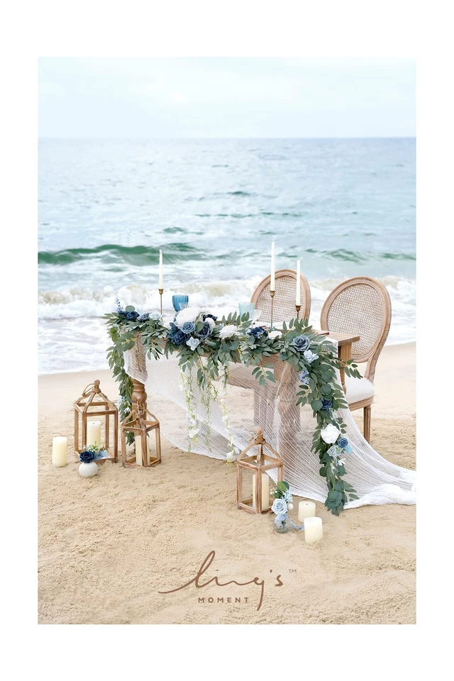 Guirnalda de flores de primavera Ling's Moment 9 pies - Flores de arco de boda para telón de fondo De... Foto 2 de 4