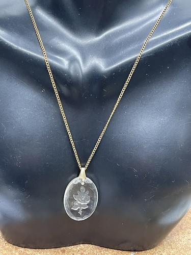 etched glass Rose Pendant Vintage 