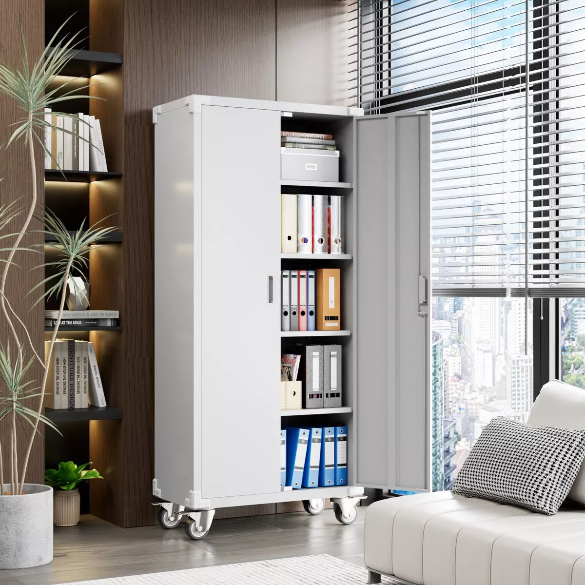Tall cupboard on sale wheels