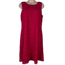 Eliza J Dress Women's Size 12 Sleeveless Shift Above Knee Pink Lace Sundr