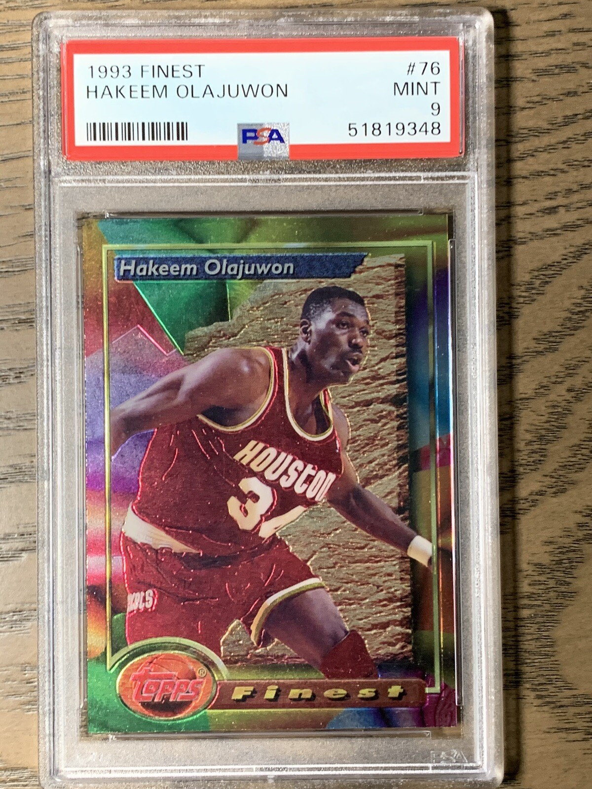 1993 Topps Finest #76 Hakeem Olajuwon Houston Rockets HOF PSA 9 MINT Dream