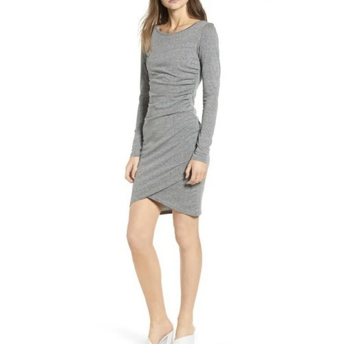 Leith Gray Long Sleeve Ruched Dress 