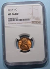 1947-P WHEAT CENT NGC MS 66 RD EBAY AUCTION COMP $74.95 STOCK PHOTO #SP-5