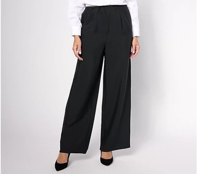 Studio Park x Amy Stran Petite Size XXS Wide Leg Pleated Pant Black Career Offic