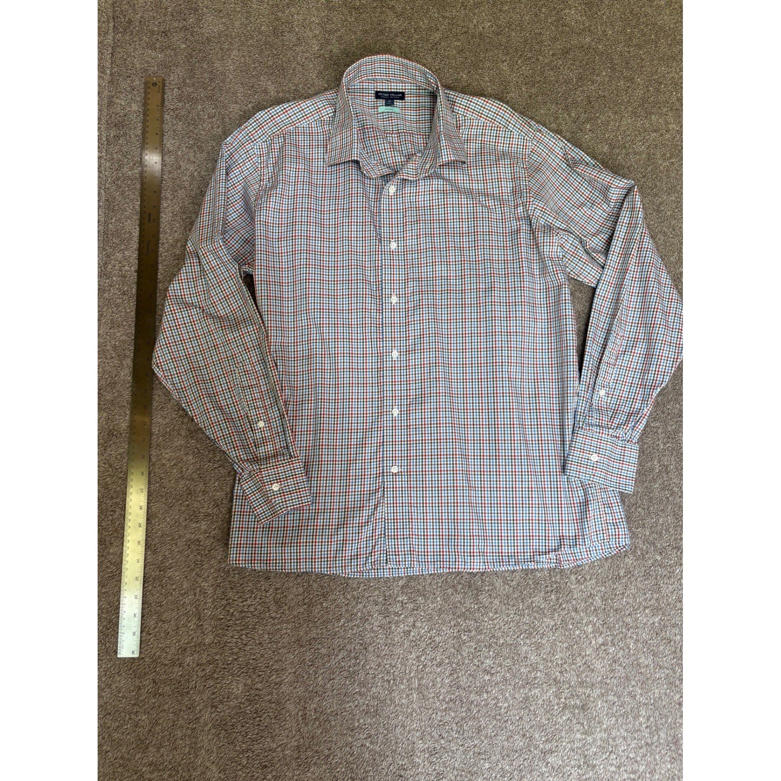 Peter Millar Crown Crafted XL Mens Plaid Flex Finish Long Sleeve Button Down