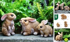 Bunny Decor Yard Decorations Outdoor Set of 3, Bunny Decorations for Home Brown
