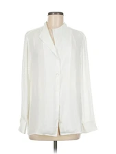H By Halston Women Ivory Long Sleeve Blouse M