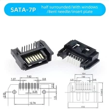 10pcs SATA 7p male socket half surrounded/With windows/Bent needle/insert plate