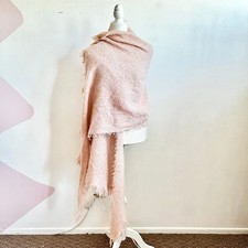 Anthropologie Shawl Wrap Scarf Lilac Light Soft Woven Oversized Fringe Trim
