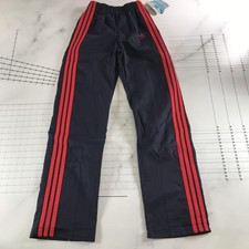 Vintage Adidas Track Pants Mens Small Navy Blue Red 3 Stripe Trefoil Thick USA