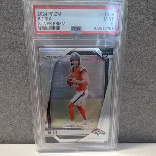 Panini 2024 Prizm Rookie Silver Prizm Bo Nix #309 PSA 9 Denver Broncos NFL