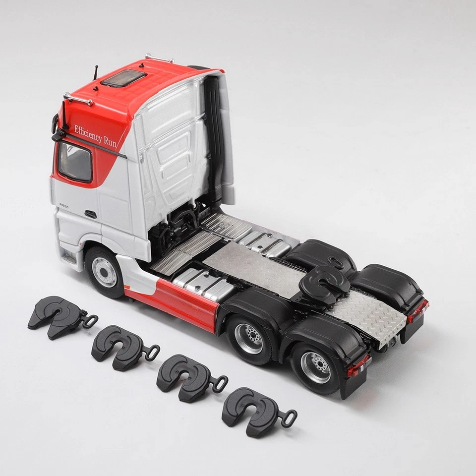 GCD 1/64 Mercedes Benz Actros 6x2 tractor y remolque rojo/blanco modelo diecast juguete Foto 4 de 4